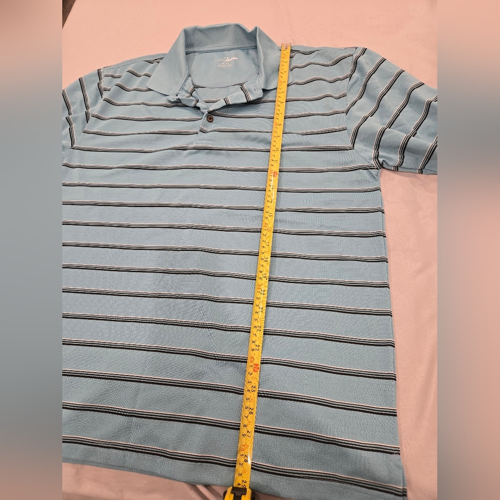 Men's Blue Striped Polo Shirt - Picture 4 of 4